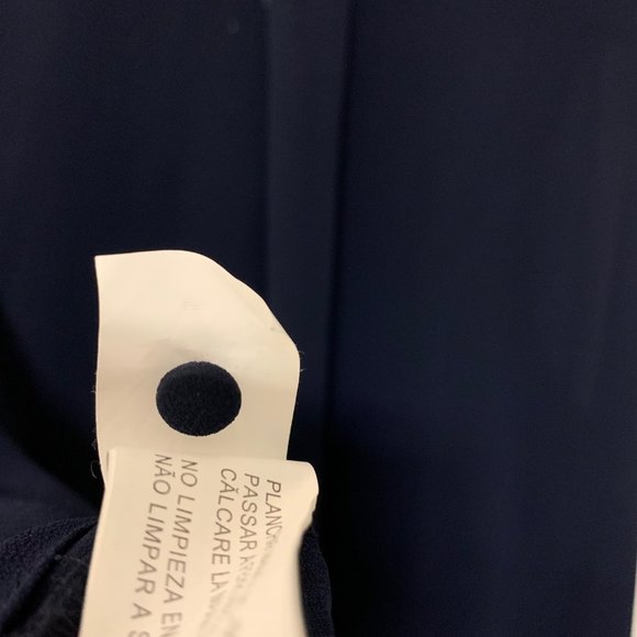 Zara Trafaluc Navy Blue Tie-Neck Sheer Button-up Long-Sleeve Blouse (US Size L) - Picture 9 of 9